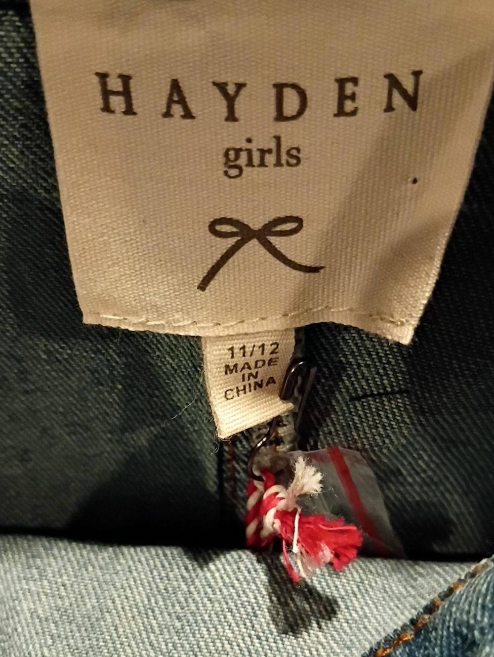 Hayden Girls Denim Overall Dress with Gold Stitching and Front Pockets